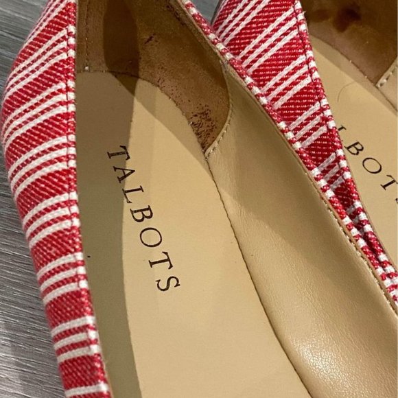 NWOT Talbots Red & White Striped Flats -6.5 - Picture 7 of 10